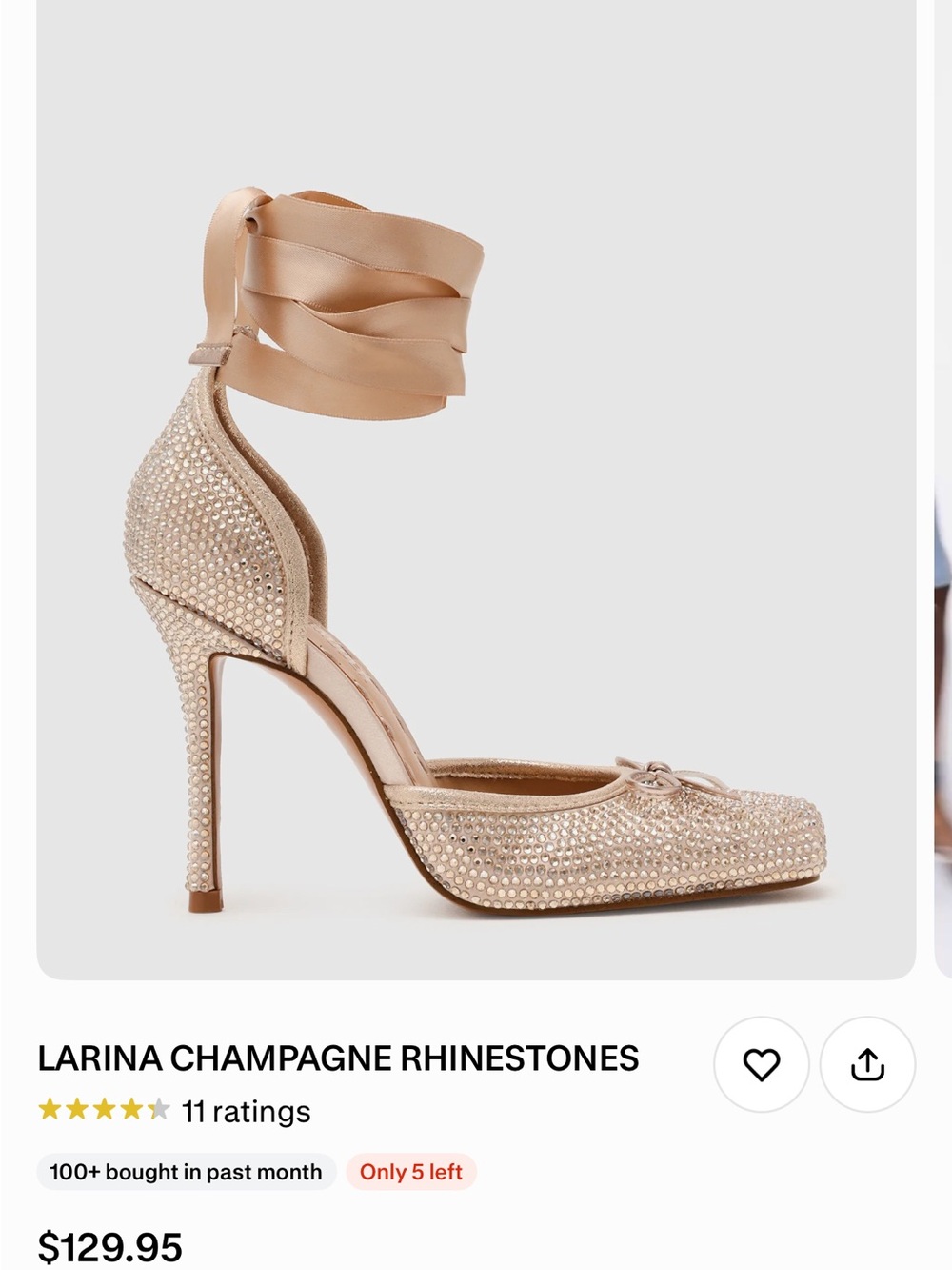 Steve Madden Champagne Rhinestone Ankle-Tie Pump